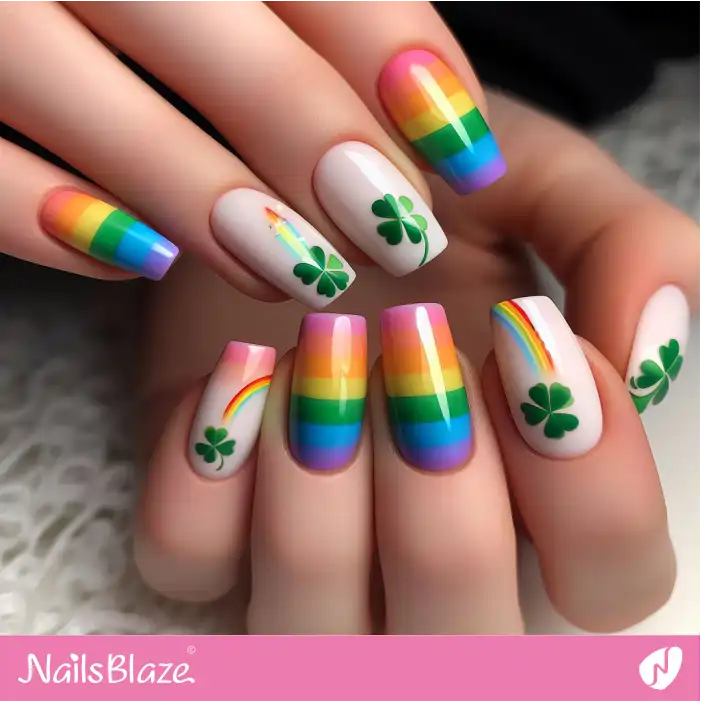 Clover Rainbow Nails | Nature-inspired Nails - NB1576